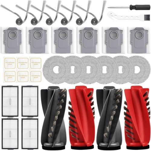 Lot De 34 Accessoires Pour Robot Roborock Saros 10R, 4 S Principales, 4 Filtres Hepa, 6 Tampons De Nettoyage, 6 Sacs À Poussière, 6 Feuilles Parfumées, 6 S Latérales, 1 De Nettoyage[H1595]