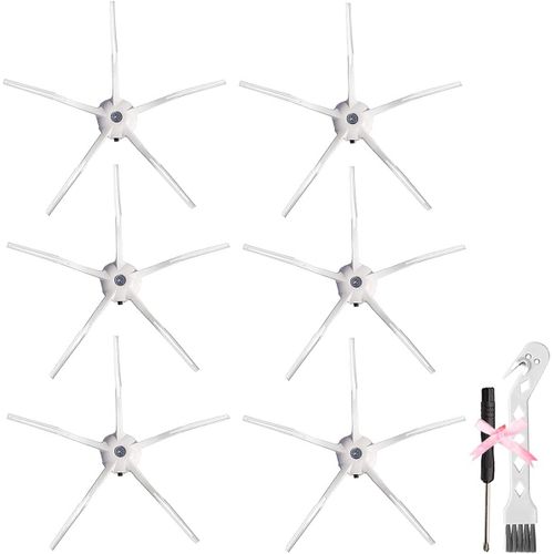 Qaqgear S Latérales En Silicone De Remplacement Pour Roborock S5, S5 , S6, S6 Pure, S6 V, S7, S4 , S, E4, E35 Et E2 Robot Aspirateur, Lot De 6 (Blanc)[H2270]