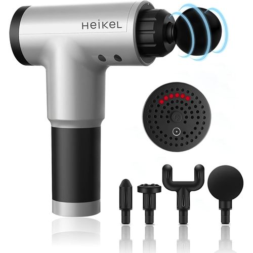 Pistolet De Massage Musculaire Noir - Machine Professionnelle De Massage Pour Physiothérapie Ou Pressothérapie Avec 4 Têtes Et 6 Vitesses - Marteau Masseur De Muscles Récupérateur De Jambes Dos