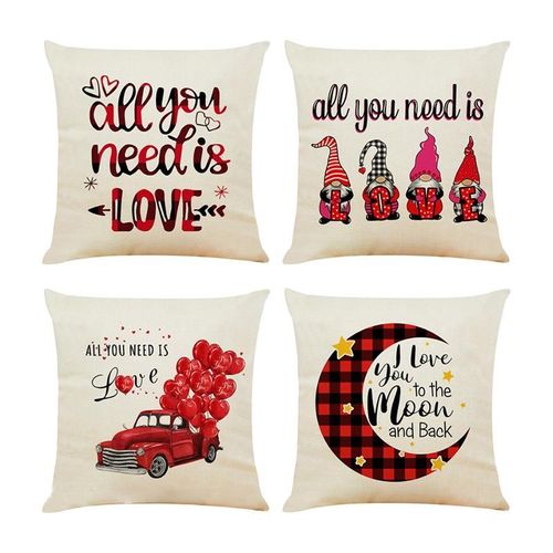 Housses De Coussin Saint-Valentin, Taies D'oreiller Coeur D'amour, Jeté De Ferme, Décorations De Vacances, Cadeau De Canapé, 18x18 Pouces, 4 Pièces