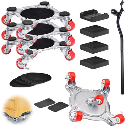 Hamiltion-Lot De 16 Roulettes De Transport Pour Meubles-400 Kg-Patins Pour Meubles Lourds-Avec Pied De Biche Et Patins De Relèvement-Pour Déménagement