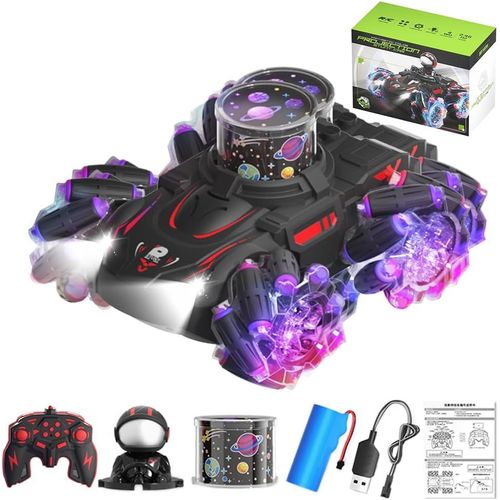Hamiltion-Voiture Télécommandée 4Wd Pour Enfants, 2.4Ghz Rc Auto Jouet Avec Hd Projecteurs Et Poupées, 360° Rotation Stunt Car Offroad Avec Lumières Led Colorées Et Musique, Cadeau Pour 6+ Ans Débuta