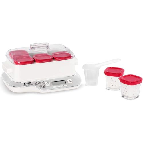 Hamiltion-Yaourtière 6 Pots Verre 140 Ml, 5 Programmes Automatiques, Sans Bpa, Compact, Yaourt Maison, Desserts Lactés, Fromages Blancs, Fabriqué En France, Multidélices Express, Rouge Yg660100