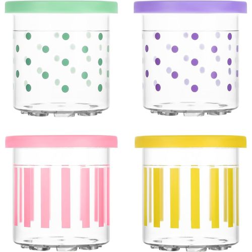 Hamiltion-Lot De 4 Récipients Creami Pour Sorbetière Ninja Creami-Accessoires Pour Nc301 Nc300 Nc299Amz-Sans Bpa-Passe Au Lave-Vaisselle-Anti-Fuite-Rose, Vert, Violet Et Bleu