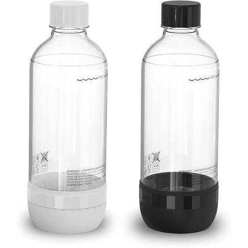 Hamiltion-Lot De 2 Bouteilles D'Eau Gazeuse Réutilisables Sans Bpa De 1 Litre Pour Machine À Soda, Noir Et Blanc