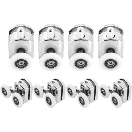 Hamiltion-Starvast Lot De 8 Roulettes Pour Porte De Douche-Roulettes Cabine De Douche En Alliage De Zinc-Roulette Porte Coulissante Douche Pour Salle De Bain 25Mm (4 Supérieures Et 4 Inférieures)