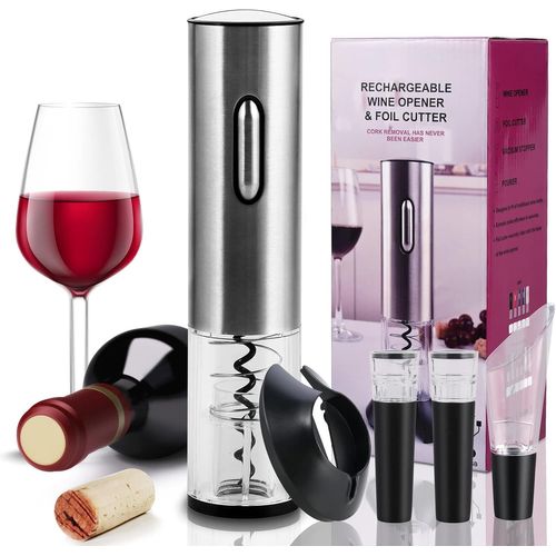 Hamiltion-Tire Bouchon Électrique Rechargeable, Ouvre Bouteille Electrique Avec Coupe-Capsule, Bouchon À Vin, Verseur, Idéal Cadeau Pour Amateurs De Vins