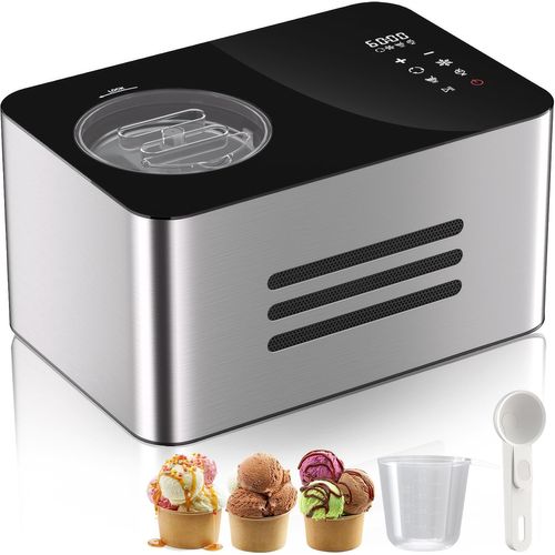 Hamiltion-Machine À Crème Glacée Avec Compresseur 150 W Crème Glacée 2l Écran Led Touch Minuteur Réglable Glacière Sans Refroidissement Professionnel Panier Anti-Adhésif Pour Crème Glacée