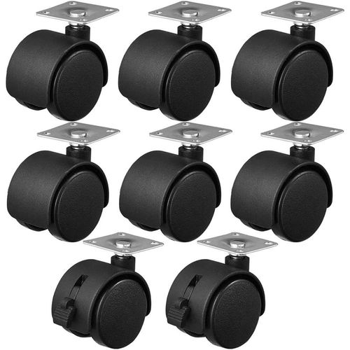 Hamiltion-Roulettes Pour Meubles 8 Pièces Petites Roulettes Pour Meubles 40mm Roulettes Pivotantes Roulettes De Bureau Roulettes Chaise Roulettes Pivotantes 2 Avec Frein Noir