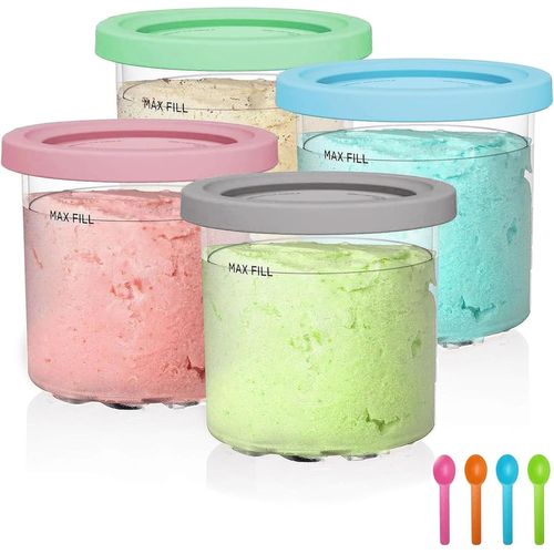 Hamiltion-Creami Pints Et Couvercles Pour Ninja Lot De 4 Récipients À Crème Glacée Pour Ninja Compatible Avec Nc301 Nc300 Nc299Amz Série Sorbetière Lave-Vaisselle