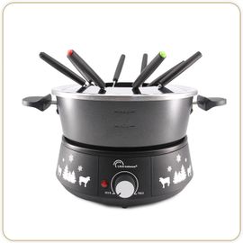 Hamiltion-8690 Black Fondue 8 Meuuuh...!, Appareil À Fondue 8 Personnes, Caquelon Anti-Adhésif Grande Contenance 2 Litres, 1500 W, Noir
