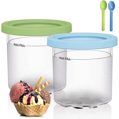 Hamiltion-Reusable Lot De 2 Récipients Creami Sans Bpa Pour Ninja Creami, Pint, Crème Glacée Pour Sorbetière Ninja Accessoires Passent Au Lave-Vaisselle Pour Nc301 Nc300 Nc299Amz