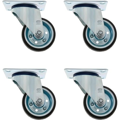 Hamiltion-Pack De 4 Roulettes Pour Meubles | Ø 100 Mm | Roulettes Pivotantes Avec Plaque De Montage | Poids Maximum 90 Kg | Pour Déplacer Des Meubles Lourds | Roulements À Rouleaux