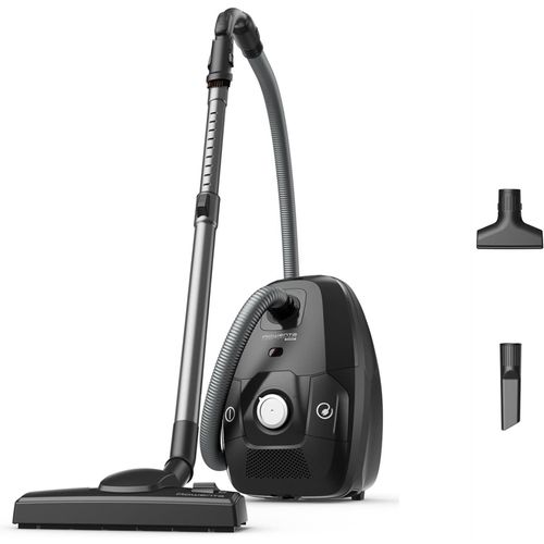Hamiltion-Green Force Max Silence Aspirateur Avec Sac, 900 W Max, Haute Filtration, Silencieux, Eco-Responsable, Fabriqué En France, Noir/Alu Ro6136Ea