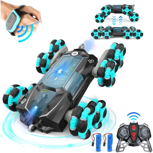 Hamiltion-Voiture Télécommandée Pour Enfants, 8Wd Rc Stunt Auto Car, Jouet Garçon Cadeau, 360° Rotation Rc Drift Auto Avec Fonction Spray Et Musique,Jouet Enfant 4-12 Ans Cadeau Garcon (Avenir Bleu)