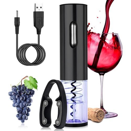 Hamiltion-Tire Bouchon Électrique, Cadeau Fete Des Peres, Ouvre Bouteille Rechargeable, Ouvre Bouteille Automatique De Vin Tire Bouchon Avec Coupe Capsule Pour Vin Champagne Pour Papa Homme Pères