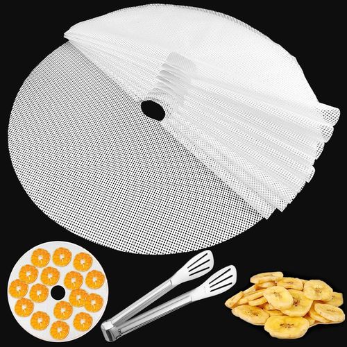 Hamiltion-10 Pièces Feuilles De Déshydrateur De Silicone, Feuilles Rondes De Déshydrateur De Silicone Avec 1 Pince De Cuisine Pour Fruits, Légumes Et Viandes (33 Cm)