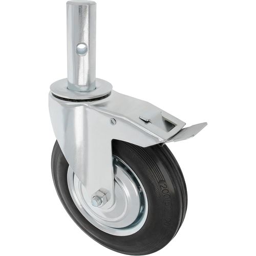 Hamiltion-Roue Échafaudage Mâle | Avec Frein | Ø200 Mm | Charge Maximale : 200 Kg | Noyau Métallique Et Bande De Caoutchouc | Roulements À Rouleaux | Spécialement Conçu Pour Une Utilisation Industrie