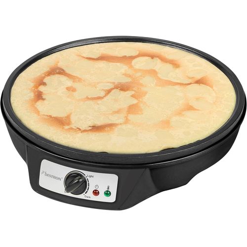Hamiltion-Crêpière Electrique, Machine A Crepe Pour Crêpes De Ø 30 Cm, Y Compris Distributeur De Pâte & Spatule À Crêpes, Avec Revêtement Antiadhésif, 1000 Watts, Couleur: Noir