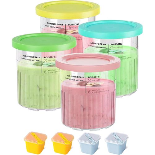 Hamiltion-Creami Deluxe Lot De 4 Bacs À Glace Pour Sorbetière Ninja Creami Nc501Eu-Accessoires Pour Sorbetière-Compatible Avec Les Machines À Glace Ninja Creami Nc501Eu Nc500Eu