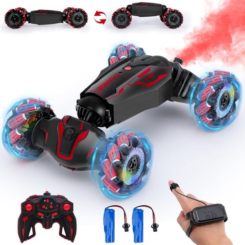 Hamiltion-Voiture Telecommandé Avec La Main, Rc Stunt Auto Tout Terrain 2,4 Ghz 4Wd Offroad Rc Spray Car Avec Musique Et Lumière, Cadeau Enfants 6 7 8 9 10+ Ans Rouge