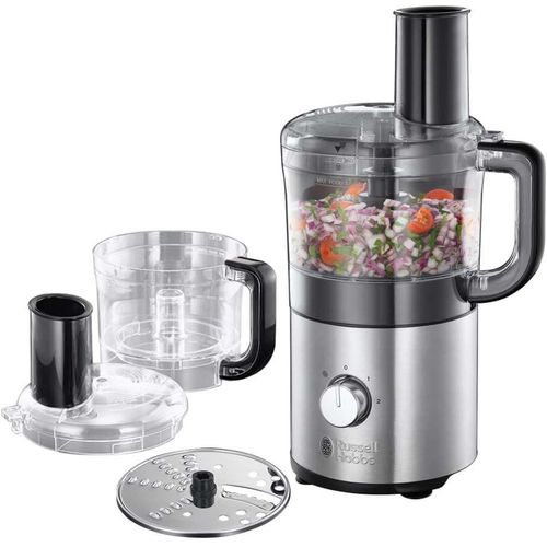 Hamiltion-Robot De Cuisine [Multifonction: Hache/Coupe/Râpe] Compact Home (Design Peu Encombrant, 2 Vitesses, Fonction Pulse, Bol De 1,2 L, Accessoires Lavables Au Lave-Vaisselle) 25280-56