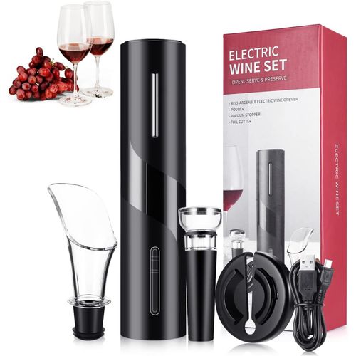 Hamiltion-Tire Bouchon Électrique, 4 En 1 Set Ouvre Bouteille Electrique, Ouvre-Bouteille Automatique, Tire Bouchon Electrique Rechargeable, Avec Usb, Coupe-Capsule, Bouchon De Bouteille De Vin Et Be