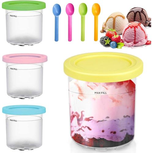 Hamiltion-Lot De 4 Récipients À Glace Faits Maison Pour Sorbetière Ninja Creami-Accessoires Pour Nc301 Nc300 Nc299Amz, Sans Bpa, Passe Au Lave-Vaisselle, Anti-Fuite