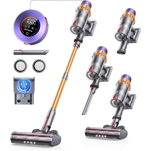 Hamiltion-550W/45Kpa Aspirateur Balai Sans Fil, 2024 Aspirateur Balai Puissant, 60 Mins Batterie Amovible, Chargement Mural, Aspirateur Sans Fil X7A Écran Lcd Pour Parquet, Moquettes, Poils D'Animaux