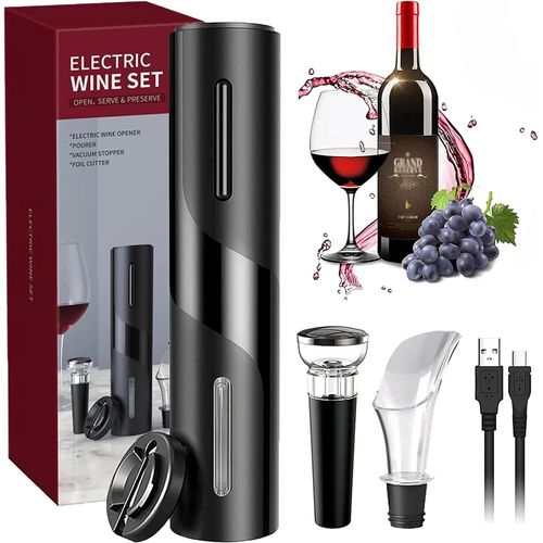 Hamiltion-Professionnel Tire Bouchon Electrique, 5 En 1 Ouvre Bouteille ¡§|Lectrique Avec Cable De Chargement Usb, Coupe-Capsule, Bouchon ¡§¡È Vin Sous Vide, Verseur