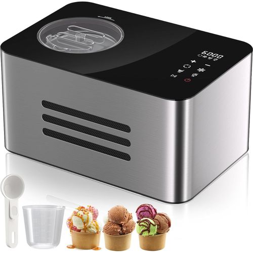 Hamiltion-Machine À Crème Glacée 2 L Avec Compresseur 150 W Auto-Réfrigérante, 4 Modes, Écran Led, Minuterie Réglable Tactile, Acier Inoxydable, Sorbetière Facile À Utiliser