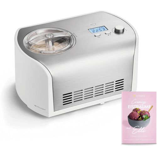 Hamiltion-Springlane Sorbetière Elli 1,2 L Avec Compresseur Auto-Refroidissant 135 W, Sorbetière En Acier Inoxydable Avec Bac À Glace Amovible (Argent, Machine)