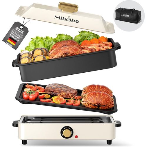Hamiltion-Compétence Électrique Pour Barbecue Et Hotpot Avec Sac De Transport, 1400 W, Poêle Multifonction 2 En 1, Cuisinière Lente De Grande Capacité, Récipient Antiadhésif Avec Couvercle, Cuisinièr
