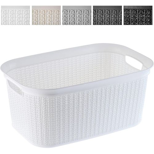 locke¿Panier À Linge De 27L,Bac À Linge En Plastique Avec Poignées Pour Un Transport Facile,Grand Corbeille À Linge Sale Pour Salle De Bain Et Buanderie(Blanc)