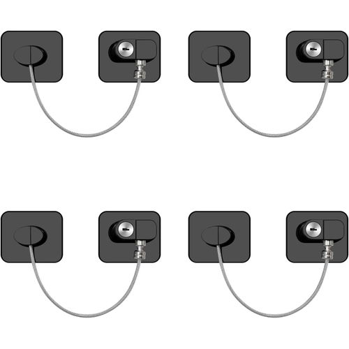 Trahoo-4 Pack Securite Fenetre Enfant Avec Cl¿¿S, Verrous De S¿¿Curit¿¿ Pour Fen¿ºtres Pour Enfants, Adh¿¿Sif Serrure Frigo Pour Bloque Porte Placard Armoire Tiroir Laveuse, Noir