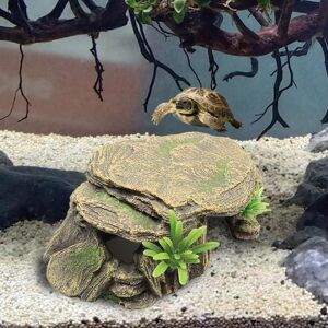Aquarium Pour Tortues Aquatiques - 34,5x20,5x9cm, Avec Zone Repos Et Bain De Soleil, Anti-fuite, Facile à Nettoyer