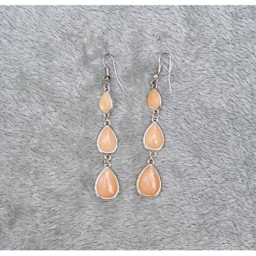 Boucles D'oreilles Beiges Et Argentées