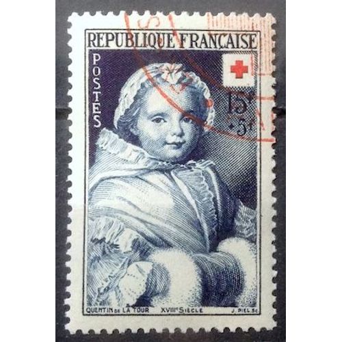 Croix Rouge 1951 - Portrait Nicole Ricard Par Quentin De La Tour 15f+5f Bleu (Superbe N° 915) Obl - France Année 1951 - Brn83 - N33060