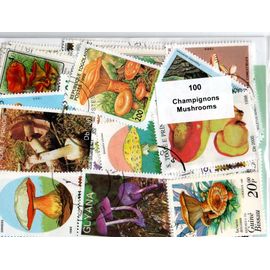 Lot 100 Timbres Thematique " Champignons "