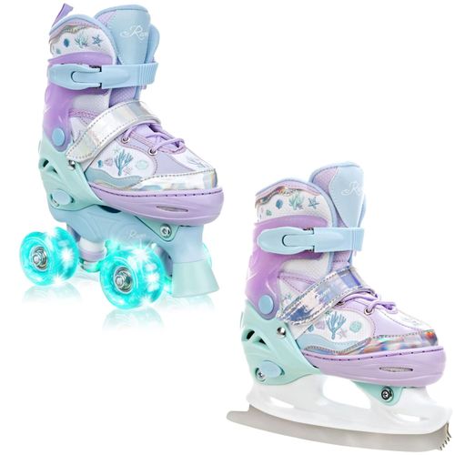 Roller En Ligne Isla Quad Du 30 Au 33 + Patin A Glace Adulte Enfant Mixte Taille Ajustable Lilas Raven