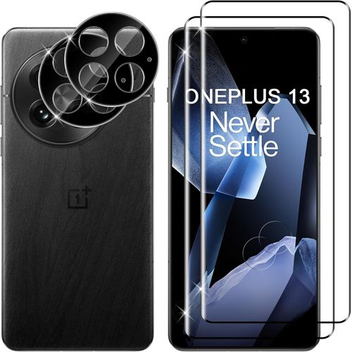 Verre Trempé Pour Oneplus 13, 2+2 Pièces 3d Protection Écran+ Caméra Arrière Protecteur Film (Noire), 9h Dureté Hd Anti-Rayures Sans Bulles Vitre Trempé Protecteurs D'écran[Pac5151663]