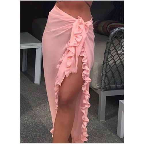 Sarong À Volants Pour Femmes,5 Couleurs,Couleur Unie,Jupe Longue,Robe De Plage,Protection Solaire,Cover-Up Pour La Natation,Monokini,Été,2024