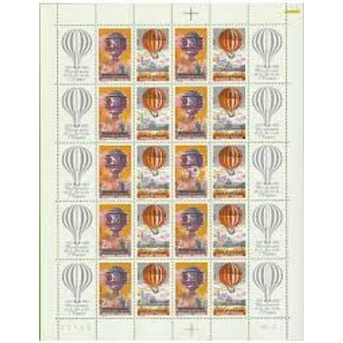 Bicentenaire De L'Air Et De L'Espace : 1ère Ascension De L'Homme Dans L’Atmosphère Feuille 2262a De 10 Paires Et Logos Année 1983 N° 2261 2262 Yvert Et Tellier Luxe