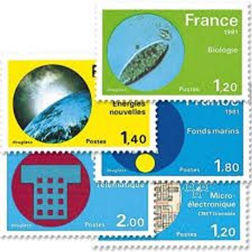 Série Grandes Réalisations : Microélectronique, Biologie, Énergies Nouvelles, Fonds Marins, Télématique Série Complète Année 1981 N° 2126 2127 2128 2129 2130 Yvert Et Tellier Luxe