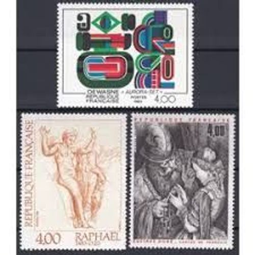 Art : Oeuvres De Jean Dewasne, Rafffaelo Sanzio Et Gustave Doré Série Complète Année 1983 N° 2264 2265 2266 Yvert Et Tellier Luxe