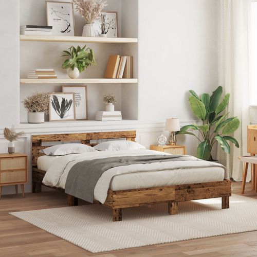 Vidaxl Cadre De Lit En Bois Bois Récupéré 140 X 190 Cm Convertible