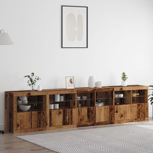 Vidaxl Buffet Avec Éclairages Led Bois Ancien 283x37x67 Cm