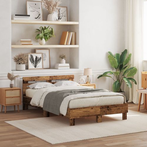 Vidaxl Cadre De Lit En Bois D'ingénierie Bois Vieilli 120 X 190 Cm Durable