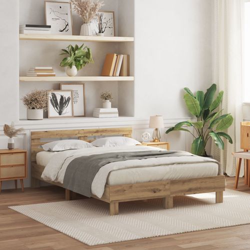 Vidaxl Cadre De Lit En Bois Chêne Artisanal Bois 150 X 200 Cm