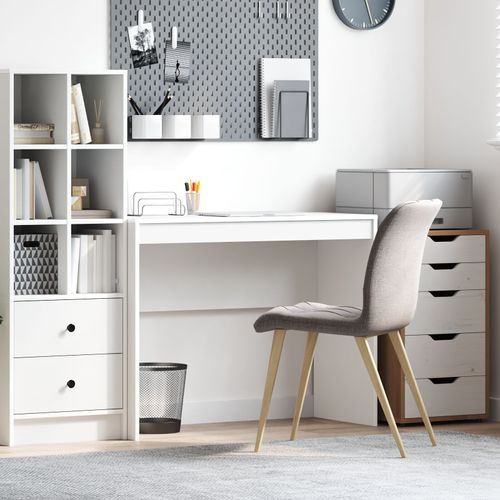Vidaxl Bureau D'écriture Blanc Panneau De Particules Moyen Simple